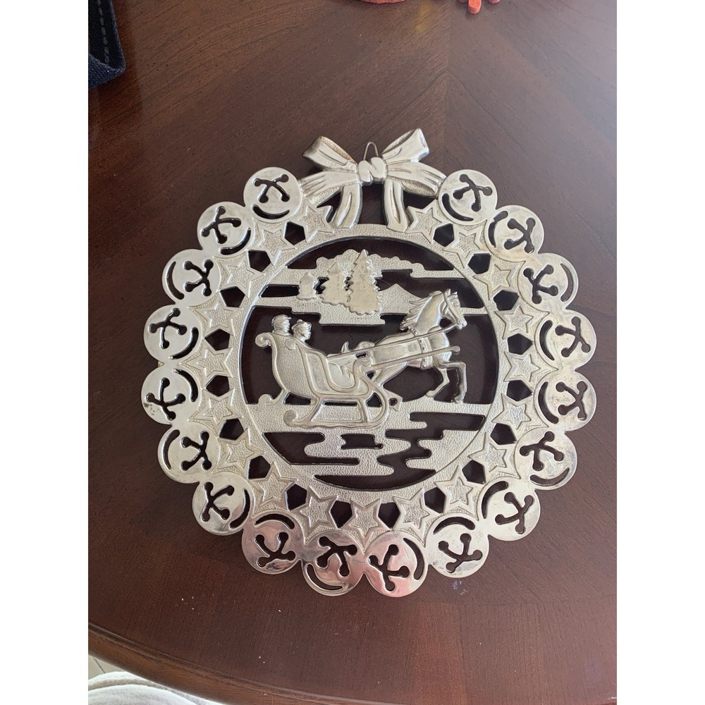 Godinger‎ Merry Christmas Silverplate "Sleigh Ride" Wall Hanging/Trivet